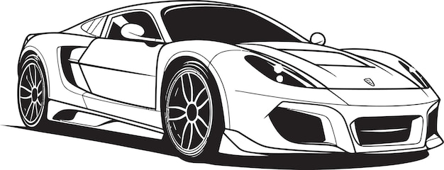 AdrenalineArt Sportscar Lineart Logotipo en Icono Negro Vectorial Elegante RaceDayRush Icono Vector Negro Des
