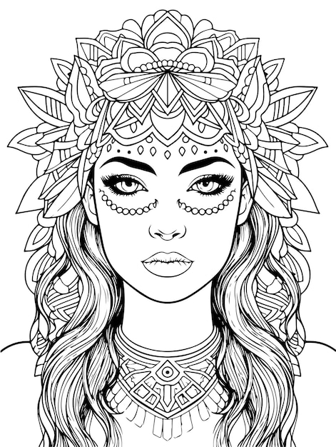 Vector adultos para colorear page_mandala women_4