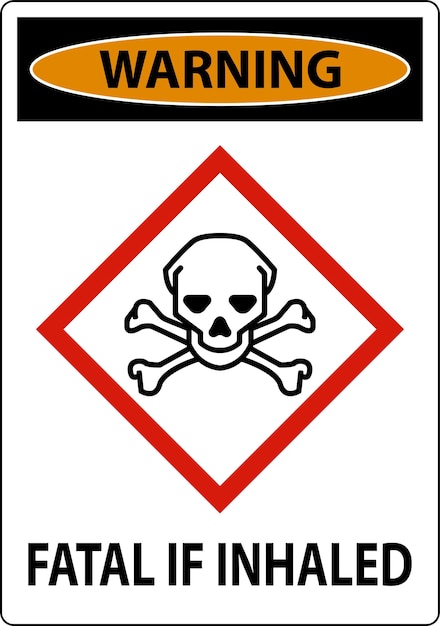 Advertencia fatal en un letrero inhalado en fondo blanco