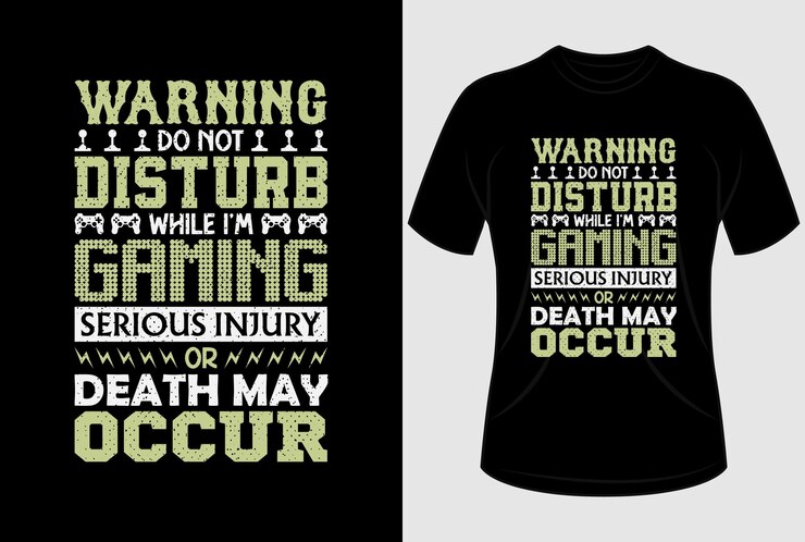 Vector advertencia: no molestar mientras juego puede haber lesiones graves o la muerte diseño de camiseta