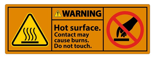 Advertencia de superficie caliente No toques el símbolo de señal aislado en fondo blanco Ilustración vectorial