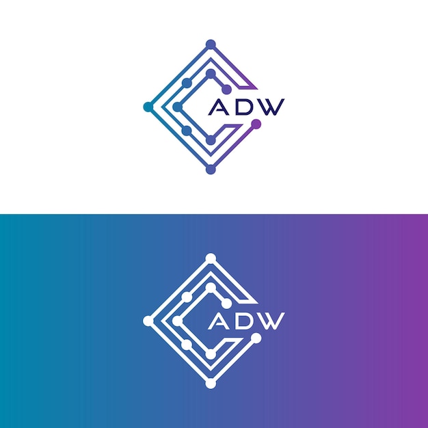 adw tech diseño inicial del logotipo icono para tecnología negocio de tecnología digital adwtech logotipo adw