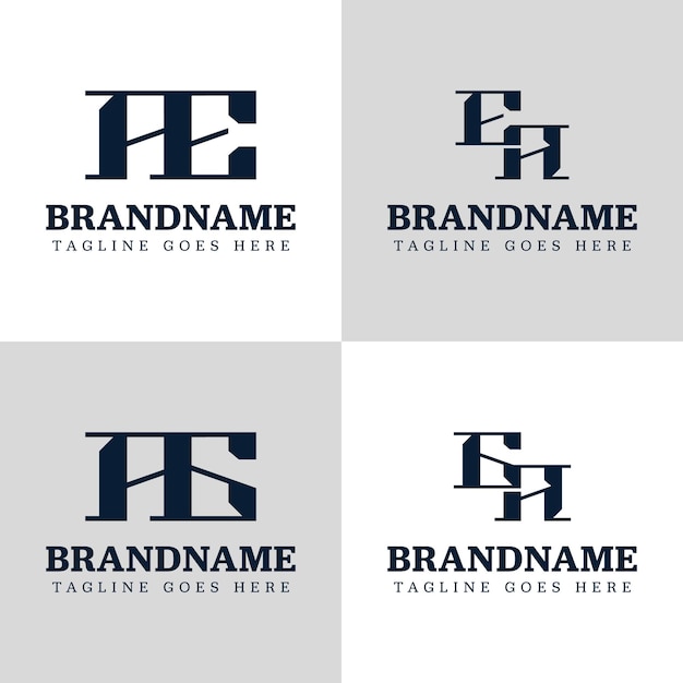 AE EA AG GA Monograma Logotipo Conjunto para negocios con las iniciales AE EA AG