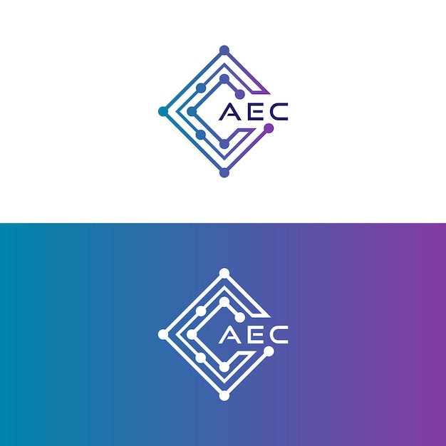 aec tech diseño inicial de logotipo icono para tecnología negocio de tecnología digital aec logotipo de tecnología aec