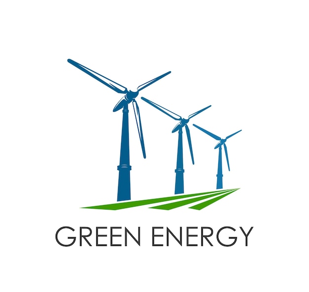 Aerogenerador verde energía limpia icono vector emblema
