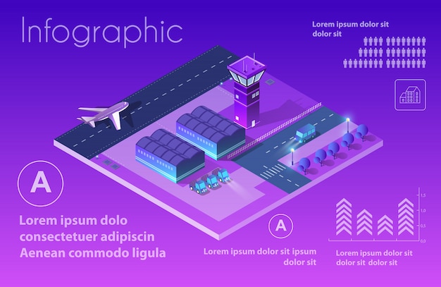 Aeropuerto 3d isometrico futuro