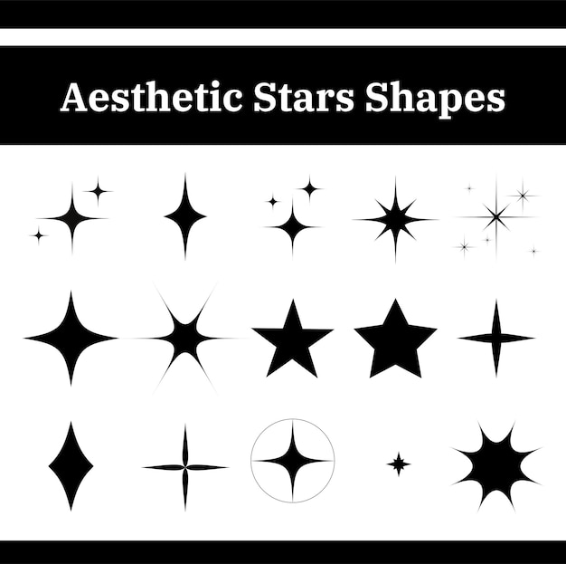 Aesthetic Stars Sparkle Shapes Elememnt Set (Estrellas estéticas, formas brillantes y conjuntos de elementos)