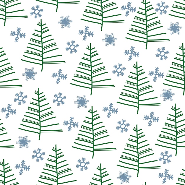 ÃƒÂ'Ã‚Â hristmas abeto de patrones sin fisuras. diseño de papel de regalo de abetos ahogados a mano de año nuevo, decoración de vacaciones de invierno, fondo de bosque