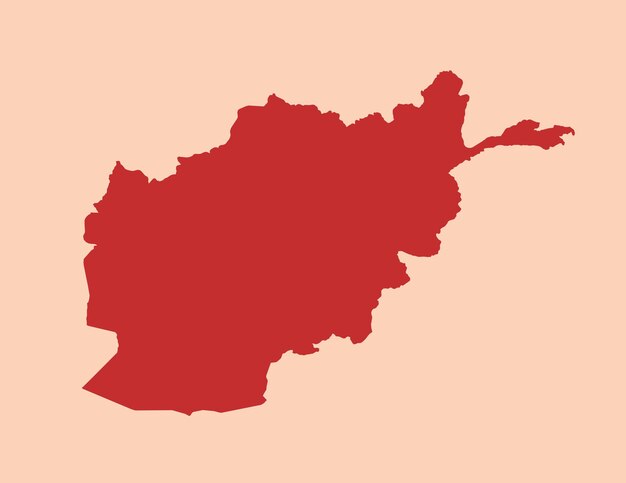 Afganistán simple mapa plano en rojo