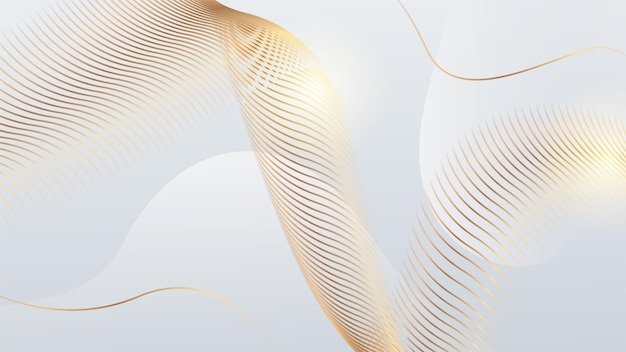 Afiche abstracto de fondo gris y dorado con red de tecnología de ondas dinámicas Ilustración vectorial
