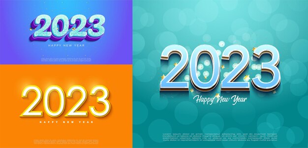 Afiche de año nuevo 2023 lleno de 3 conceptos.