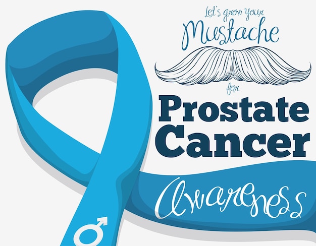 Vector afiche con bigote dibujado a mano para la campaña de concientización sobre el cáncer de próstata