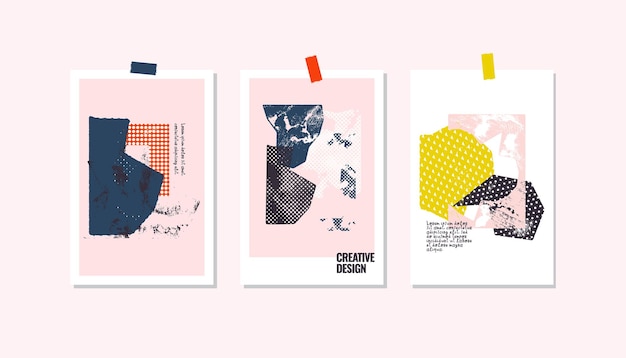 Afiche de collage creativo con diferentes texturas y formas. Diseño gráfico de moda.
