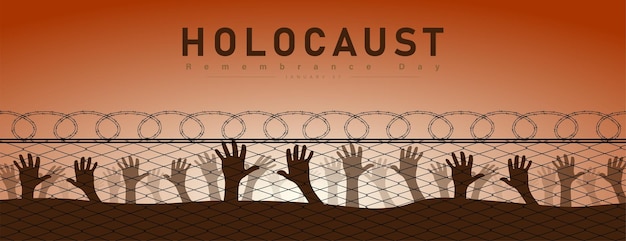 Vector afiche del día internacional del recuerdo del holocausto, 27 de enero. día del recuerdo de la segunda guerra mundial.