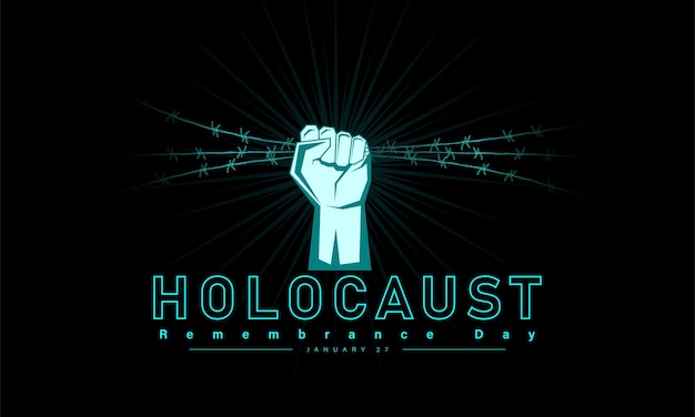 Vector afiche del día internacional del recuerdo del holocausto, 27 de enero. día del recuerdo de la segunda guerra mundial.