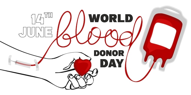 Afiche del día mundial del donante de sangre el 14 de junio pancarta o afiche aislado vectorial