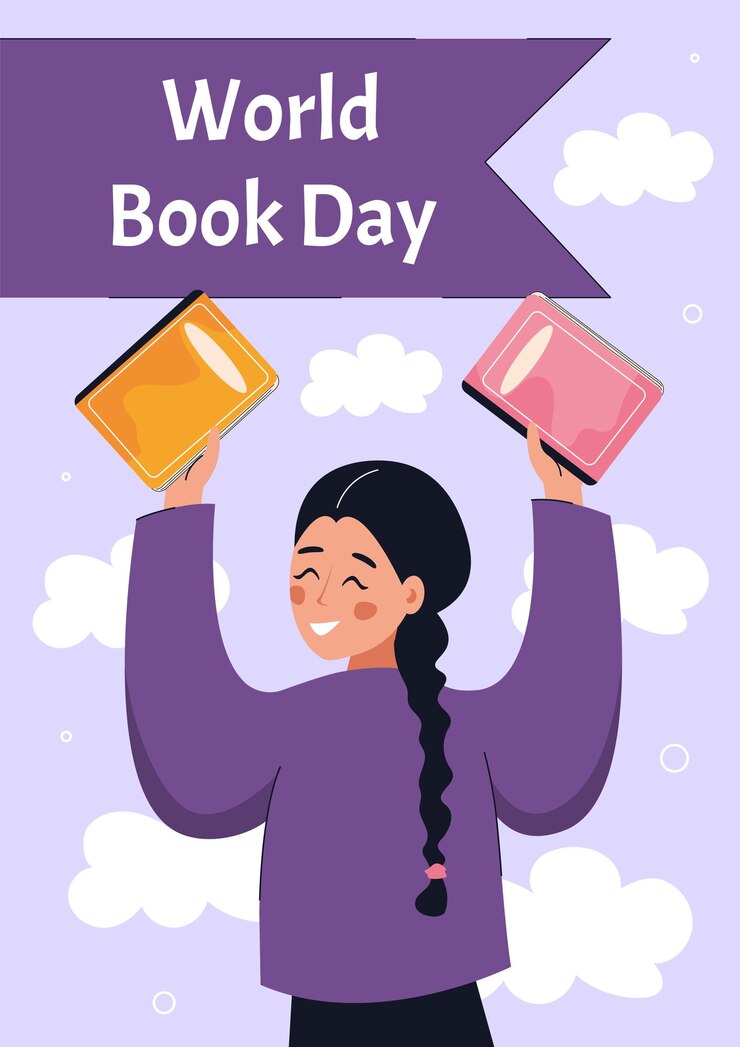 Vector afiche del día mundial del libro. concepto de lectura, desarrollo, educación. ilustración plana vectorial.
