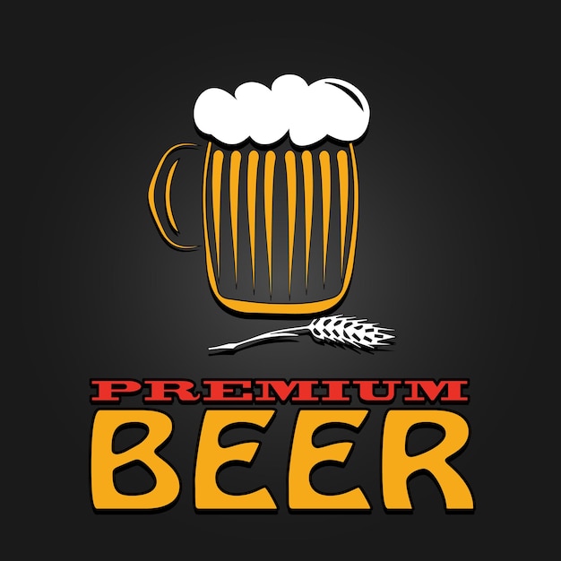 Afiche de diseño vintage de cebada de jarra de cerveza premium.