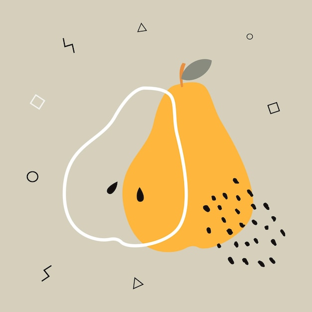 Afiche en estilo abstracto con pera Fruta en estilo moderno