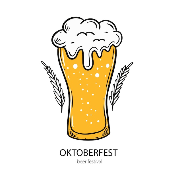 Afiche del festival de la cerveza Oktoberfest con un vaso de cerveza.