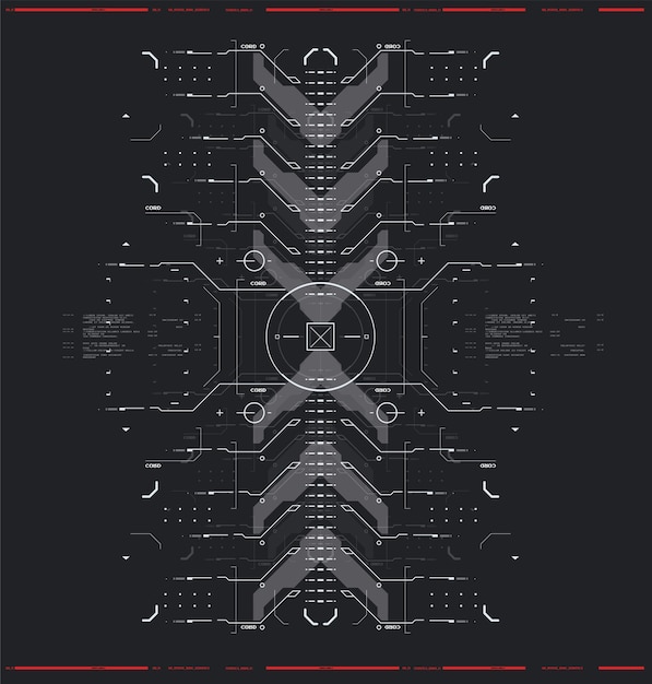 Afiche futurista Cyberpunk Plantilla de afiche Tech Abstract con elementos HUD Folleto moderno para web e impresión, programación de cultura cibernética y entornos virtuales