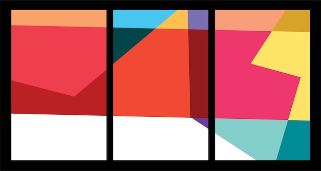 Afiche geométrico abstracto colorido vectorial para el verano de 2024