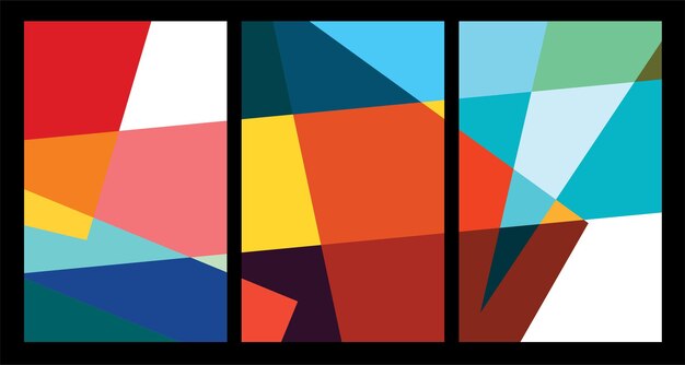 Afiche geométrico abstracto colorido vectorial para el verano de 2024
