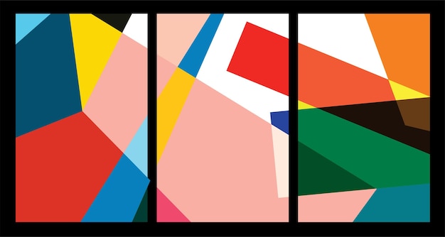 Afiche geométrico abstracto colorido vectorial para el verano de 2024