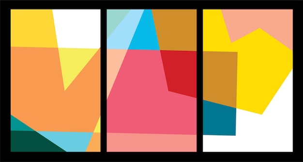 Afiche geométrico abstracto colorido vectorial para el verano de 2024