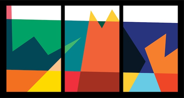 Afiche geométrico abstracto colorido vectorial para el verano de 2024