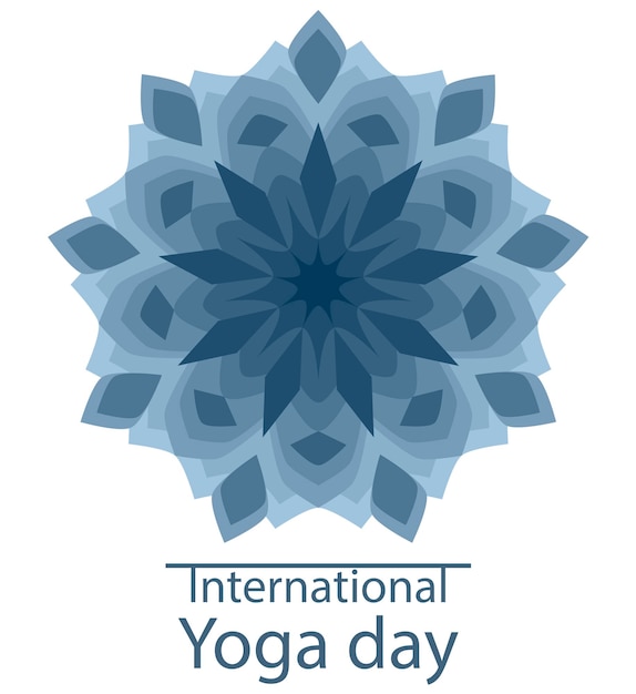Afiche o pancarta del día internacional del yoga del 21 de junio con fondo de colores pastel de mandala monocromo