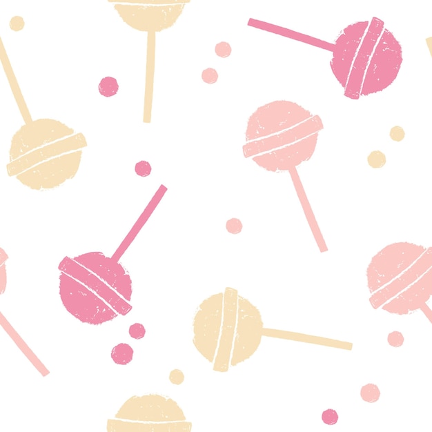 Afiche de patrones sin fisuras de piruleta rosa y amarillo suave, estilo plano. ilustración para feliz cumpleaños, año nuevo, tarjeta de felicitación, invitación. Fondo de diseño de impresión de tela.