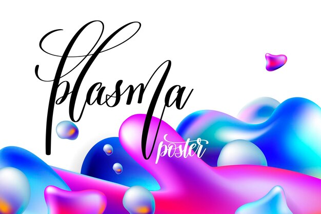 Afiche de plasma de fondo abstracto para su diseño de banner gotas de plasma de colores brillantes