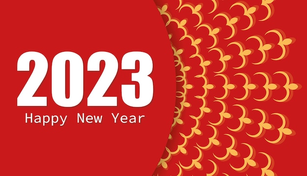 Vector afiche presentable rojo de año nuevo 2023 con un hermoso adorno oriental
