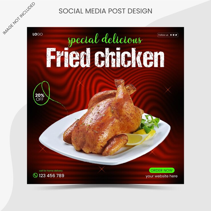 Un afiche para una publicación en las redes sociales que dice 'pollo frito delicioso especial'