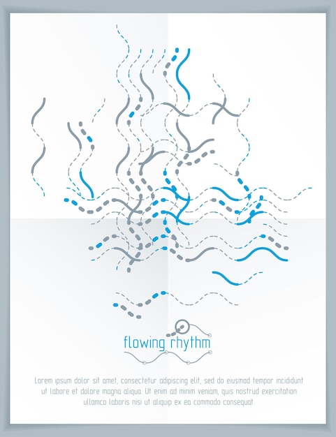 Afiche vectorial innovador tecnológico hecho con líneas abstractas. Composición geométrica moderna para usar como folleto publicitario o portada de informe.