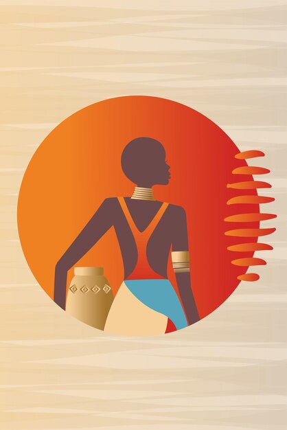 Vector afiche vectorial lujosa mujer africana con vestido tradicional