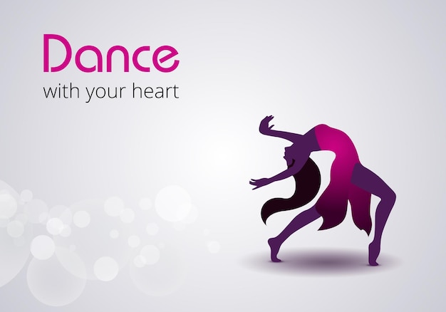 Afiche vectorial perfecto para la presentación en el estudio de baile con una bailarina baila con tu corazón