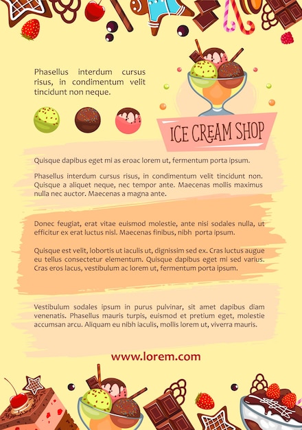 Vector afiche vectorial para postres helados de heladería