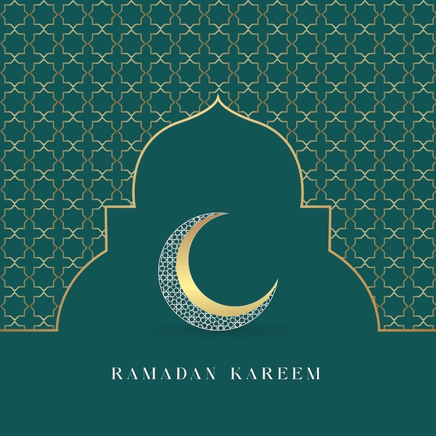 Vector afiche vectorial de ramadán kareem con una luna creciente y una luna creciente
