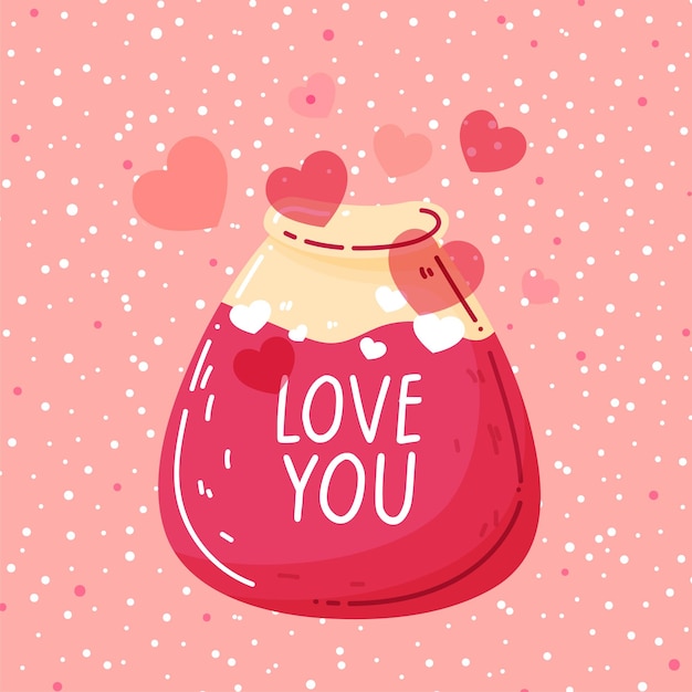 Vector afiche vectorial, tarjeta de felicitación para la festividad del día de san valentín. publicación en redes sociales con elixir de amor.