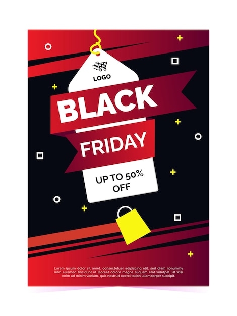 Vector afiche de venta del viernes negro o pancarta para descuentos en compras