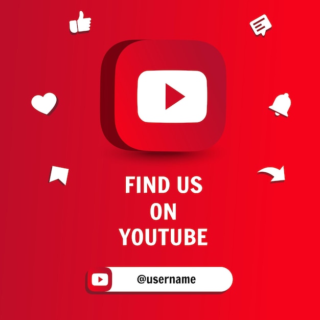 Afiche de youtube en redes sociales con íconos alrededor en ilustración vectorial