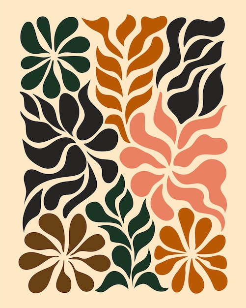 Afiches de flores abstractas con motivos florales y dibujos vectoriales de moda