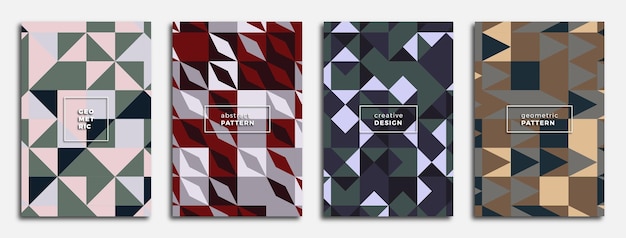 Afiches vectoriales con patrones Bauhaus o suizos Elementos geométricos básicos en patrón retro Bauhaus