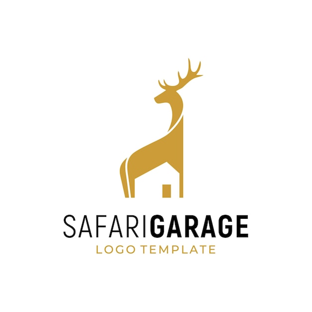 African safari mule deer stag con diseño de logotipo house garage building