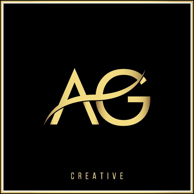 Vector ag creative golden latter logo diseño minimal latter logo en el logotipo de ilustración vectorial de color dorado.