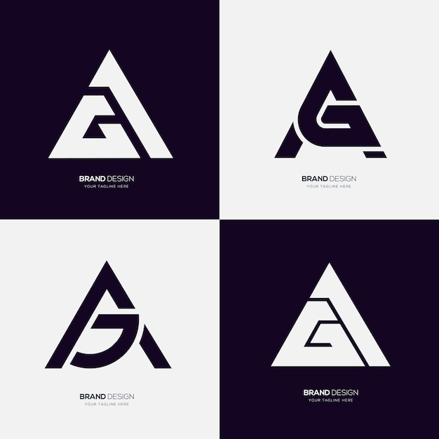 AG GA Triangle Initial Modern Logo Set