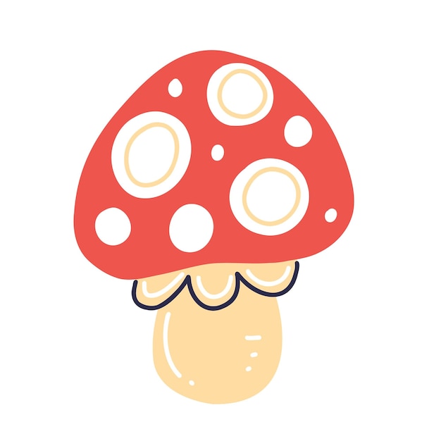 Agárico de mosca en un estilo plano aislado en un fondo blanco Ilustración vectorial