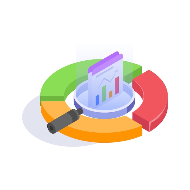 Agarrar este increíble análisis de datos icono isométrico en estilo moderno